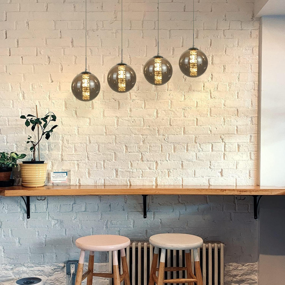 HÄNGELEUCHTE Energie 4-flammig 70/15/150 cm - Grau, Glas (70/15/150cm) - Nettlife