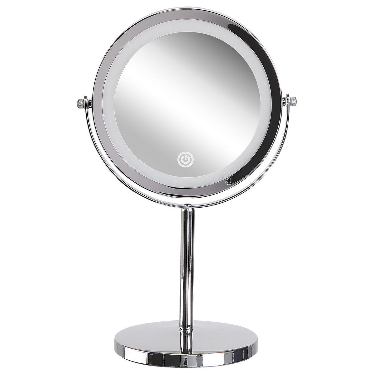 KOSMETIKSPIEGEL silber mit LED-Beleuchtung 20 cm Verdun - Silberfarben, Metall (20/31/14cm) - Beliani