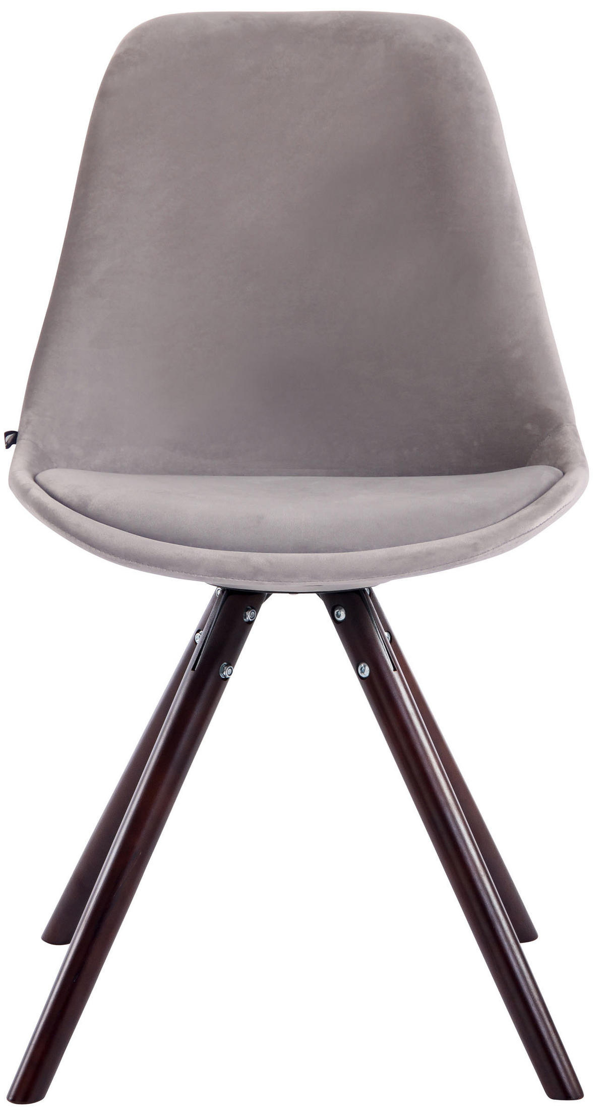 STUHL 4er Set Samt grau - Grau/Cappuccino, Holz/Textil (48/84/56cm) - CLP