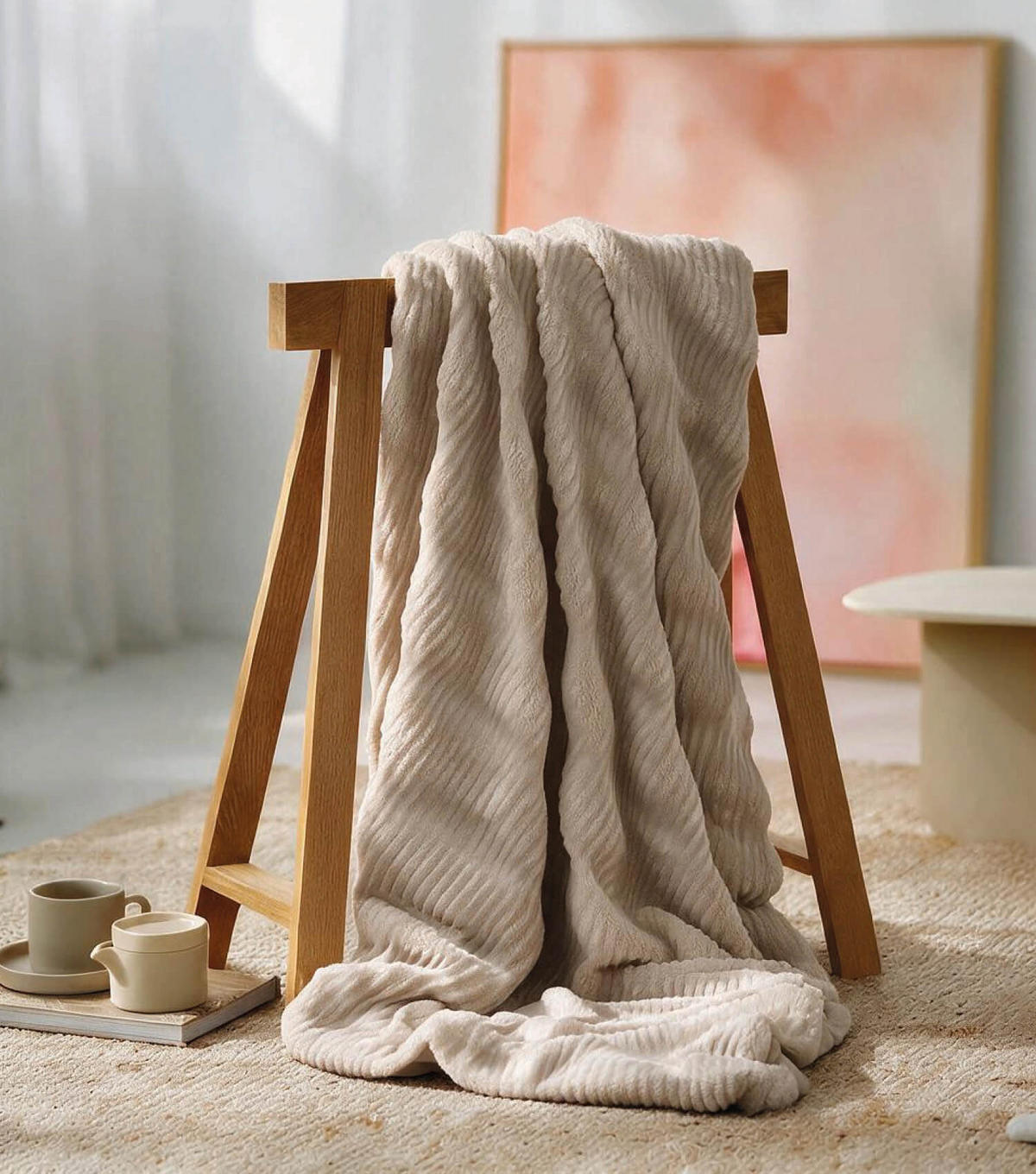 DECKE Furry - Taupe, Textil (200/1cm) - Mokebo