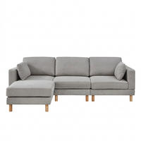 ECKSOFA 235/152/78 cm Grau mit Fußbank, 3-Sitzer - Hellgrau/Grau, Holz/Textil (235/152cm) - Oxeza