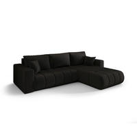 ECKSOFA LARA PREMIUM rechts schwarz Velours Monolith 97 - Schlaffunktion, Bettkasten - Schwarz, Textil (280/174cm) - Cornero