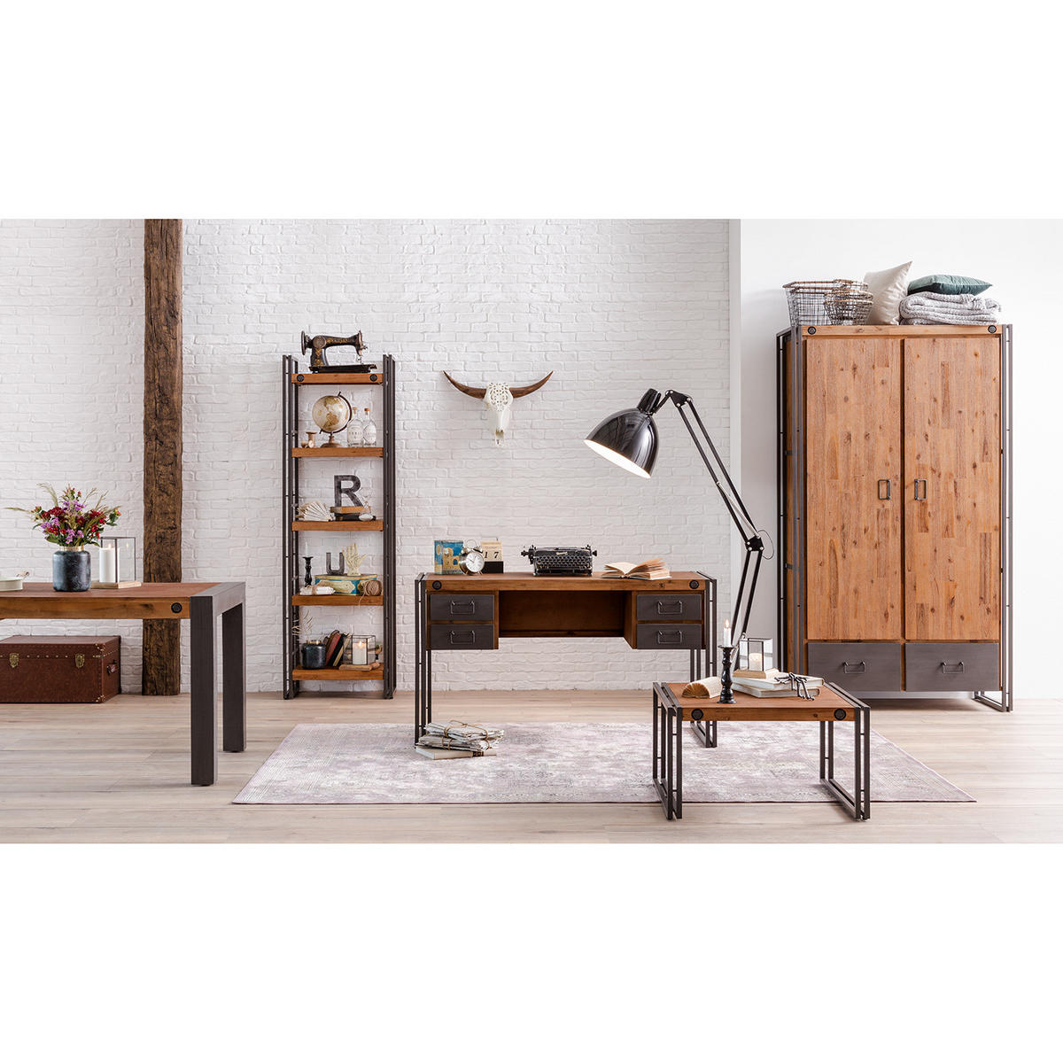 COUCHTISCH - Akazie massiv / Metall, 70 cm - Akaziefarben, Holz (70/70/40cm) - home24