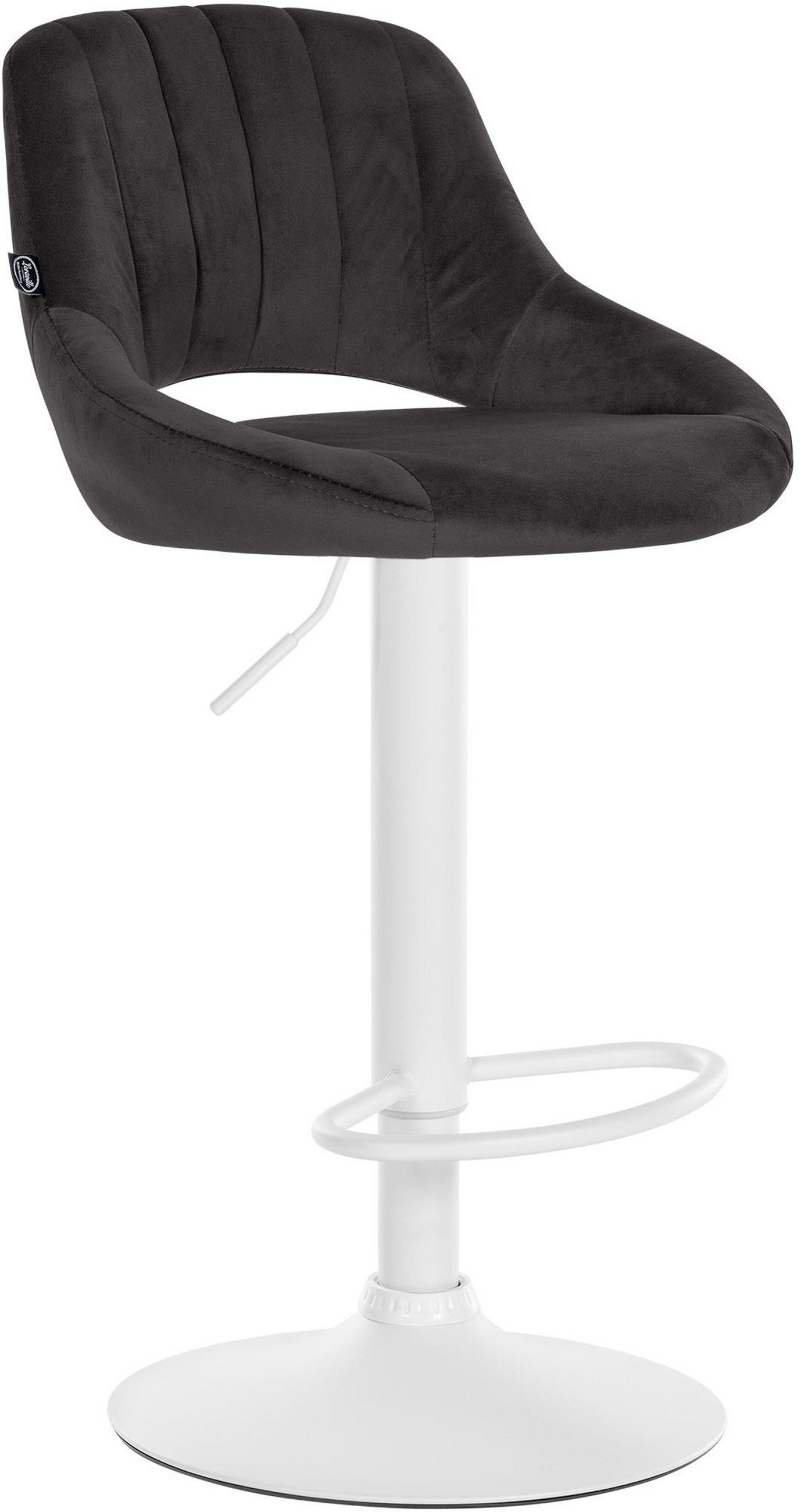 BARHOCKER Milos Samt weiß schwarz - Schwarz/Weiß, Textil/Metall (47/106/48cm) - TPFLiving