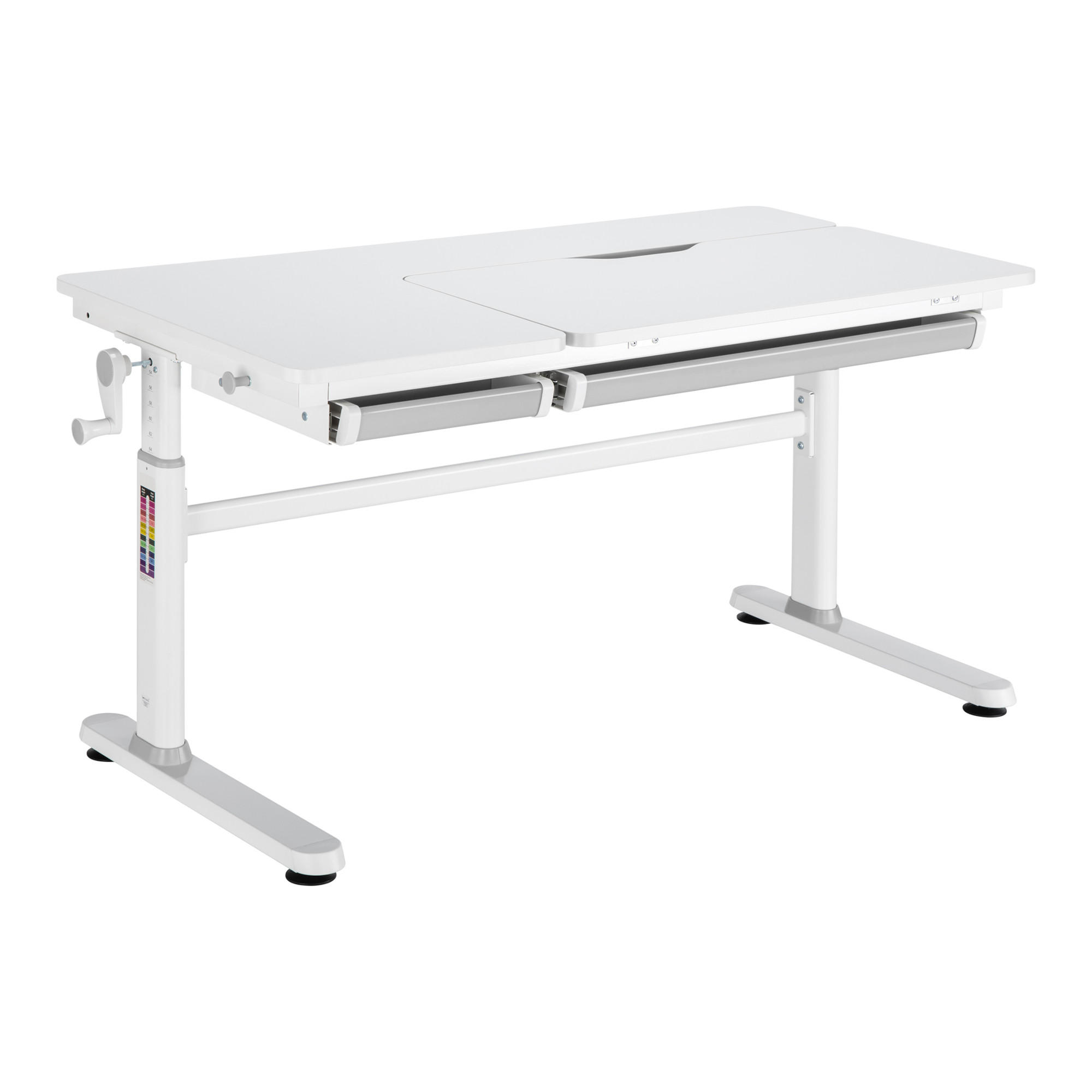 SCHÜLERSCHREIBTISCH Sauda - Weiß/Grau, Holzwerkstoff/Kunststoff (120/76/60cm) - [en.casa]