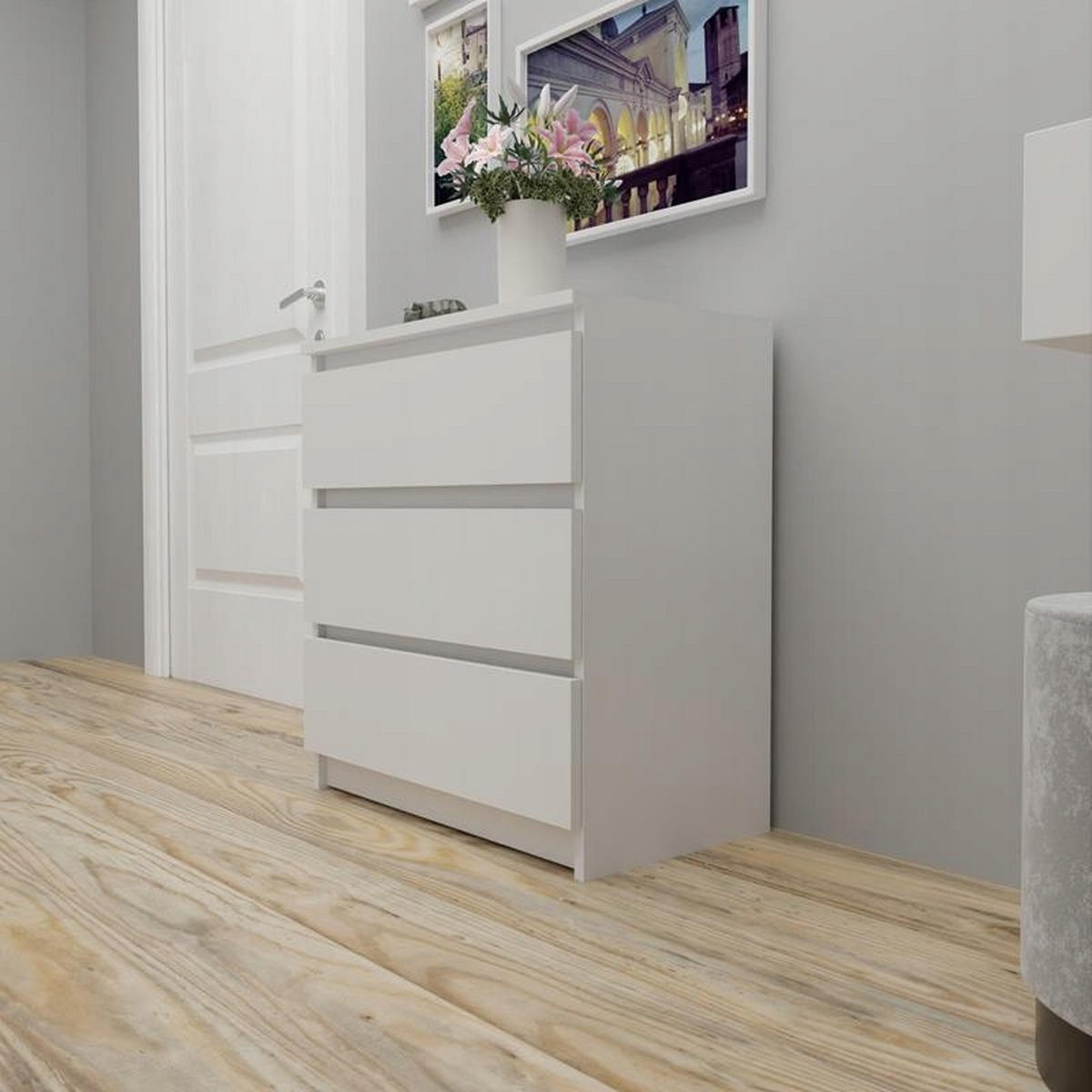 KOMMODE P3 EX3 Weiß 70/40/77 cm - Weiß, Holzwerkstoff (70/77/40cm) - Matkam Möbel