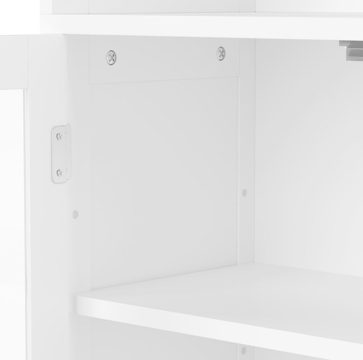 HOCHSCHRANK aus lackiertem MDF mit Glastür und verstellbaren Einlegeböden, 57,5/28,5/160 cm, Weiß - Weiß, Holzwerkstoff (57.4/160/28.5cm) - Redom