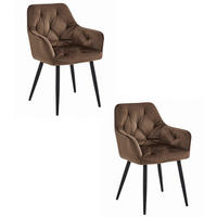 ESSZIMMERSTUHL 2-er Set LUKK brauner Sitz, schwarze Beine - Schwarz/Braun, Textil (56/83.5/62cm) - Valora