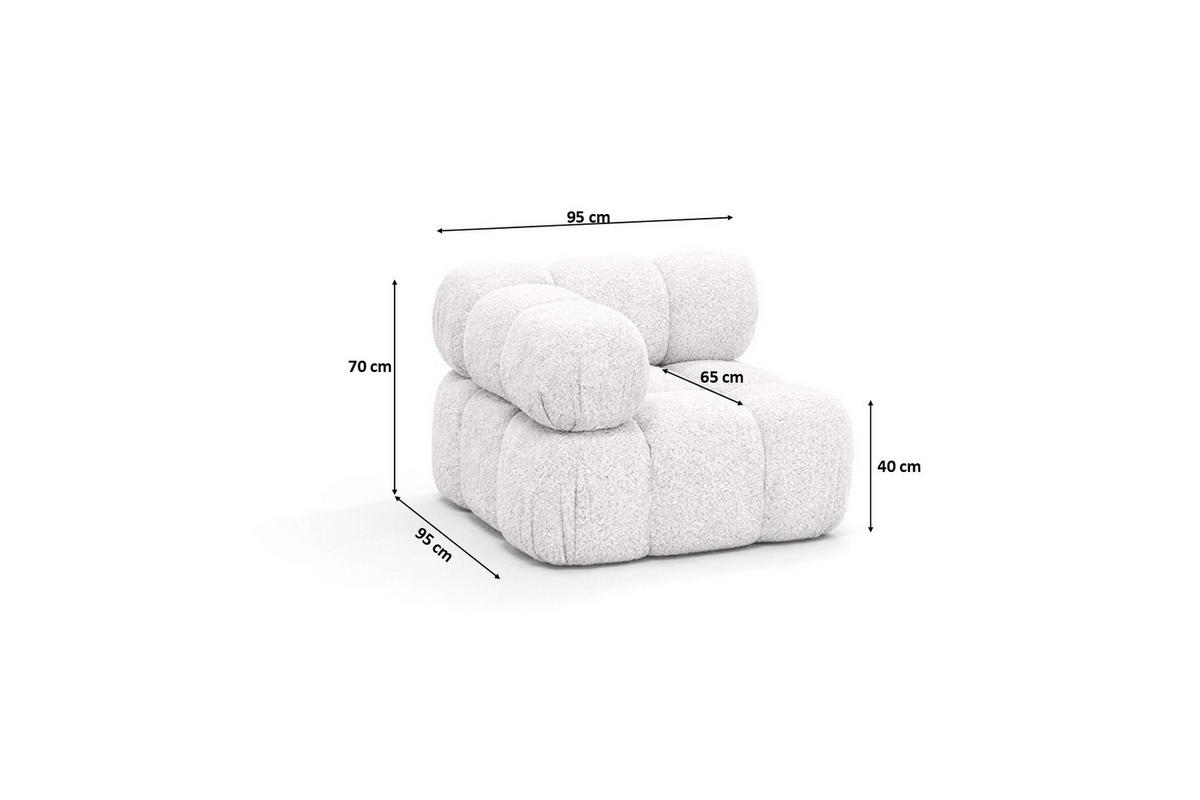 ECKMODUL, Für Modulares System, Stoff Abriamo, Ecru, Selia - Ecru, Holz (95/70/95cm) - Kaiser Möbel