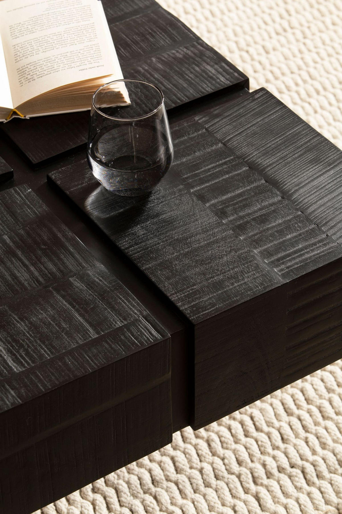 COUCHTISCH Massivholz Quadratisch Metallgestell Würfel-Form Modern, Schwarz 60x60x40 cm - Schwarz, Holz/Metall (60/60/40cm) - KADIMA DESIGN