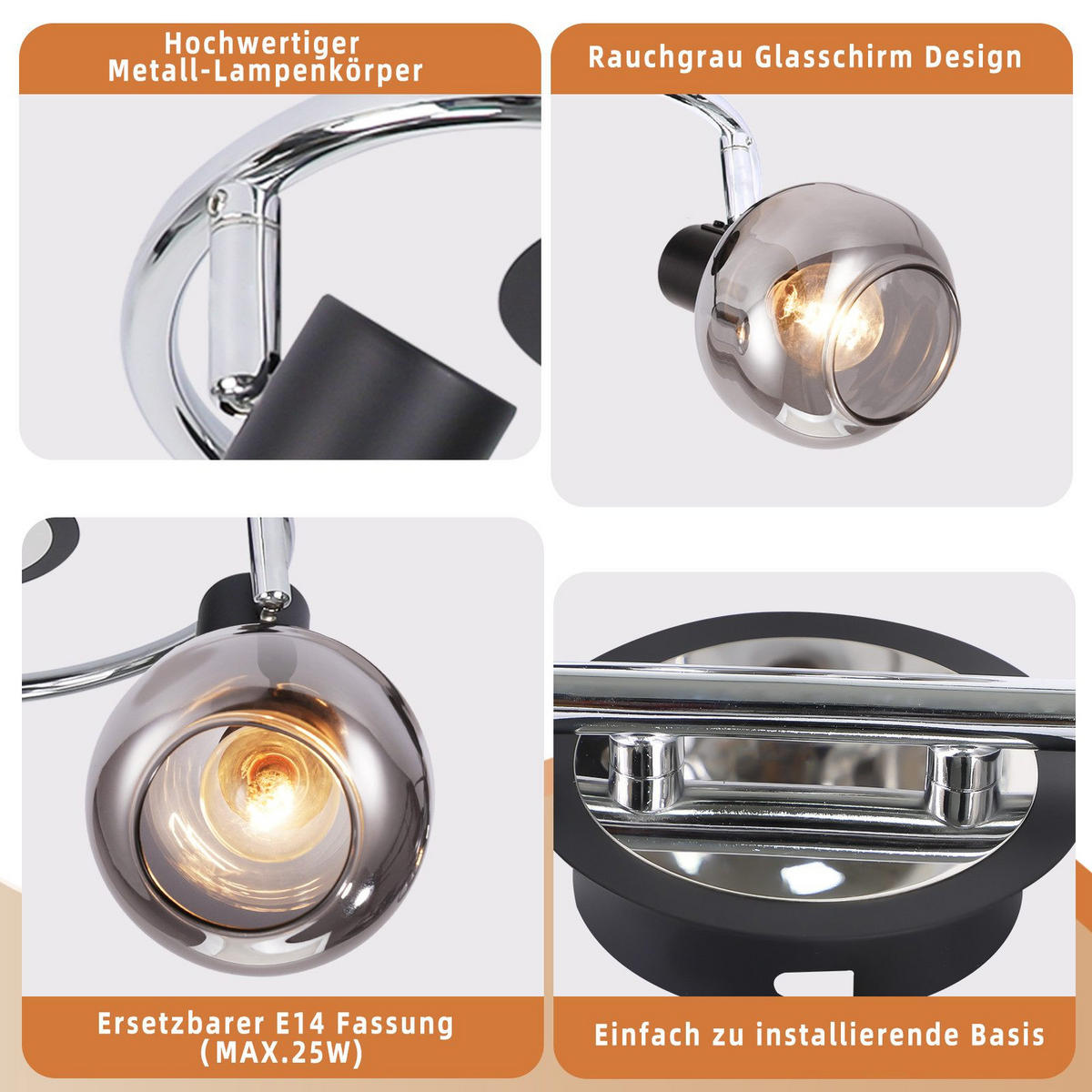DECKENLEUCHTE Lecompte 36/16/9.8cm - Dunkelgrau, Metall (36/16/9.8cm) - Nettlife