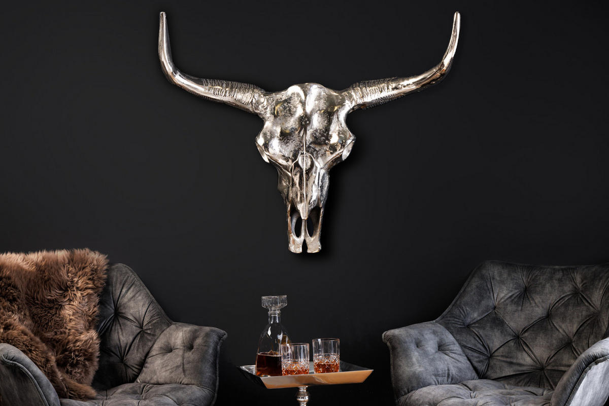 DEKORATION VEADO Metall Silber 100 cm - Silberfarben, Metall (98/50/12cm) - riess-ambiente