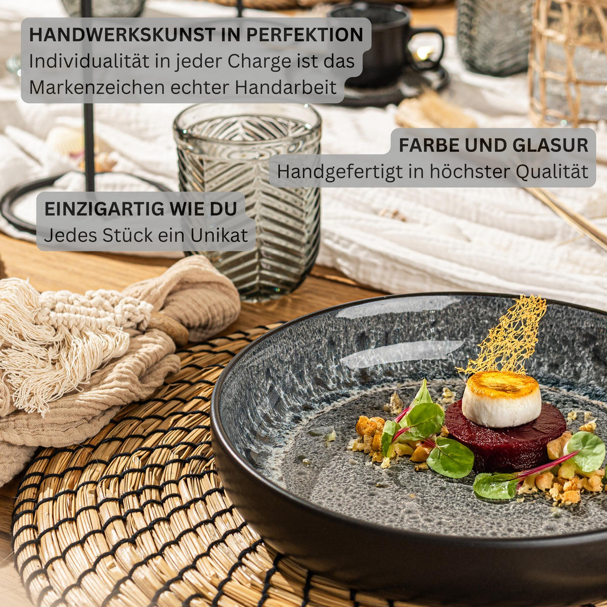 PASTASCHALEN SET SYDNEY - 6 teilig aus Steingut - Grau, Keramik (22cm) - Sänger
