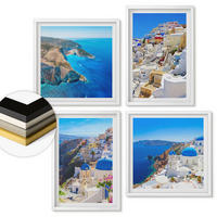 WANDBILDER 4er-Set - 50x50 cm & 40x60 cm Weißer Rahmen - Architekturlandschaft Oia Santorin Griechenland - Weiß, Kunststoff (50/50cm) - ArtPrintCave