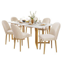 WOHNZIMMER STÜHLE mit Samtbezug Metallbeinen 6tlg Beige - Beige, Textil (45.5/87.5/62cm) - EVRYAE