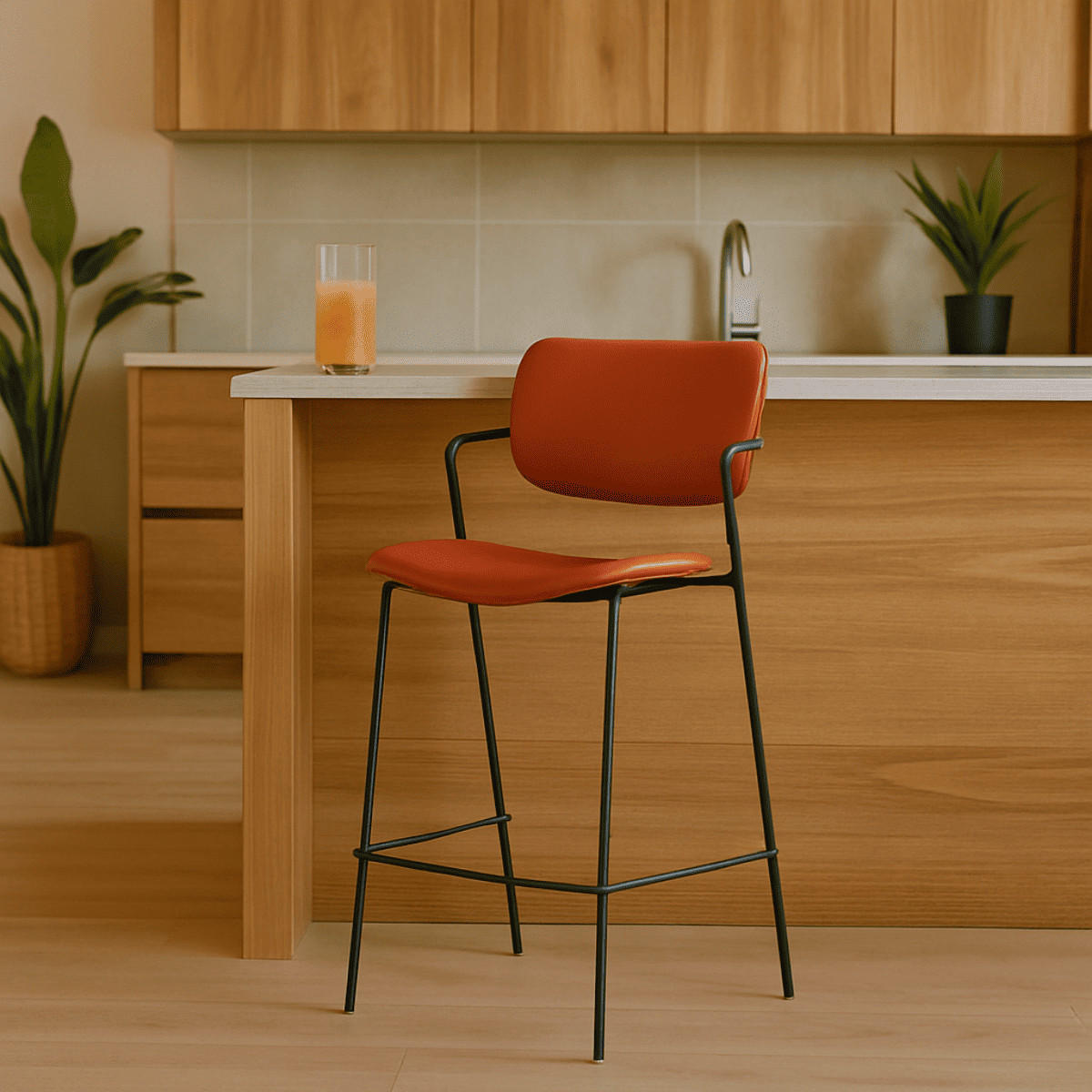 BARHOCKER Maika Rot 44/51/66 cm 2er-Set - Rot, Textil (51/66/44cm) - Drawer