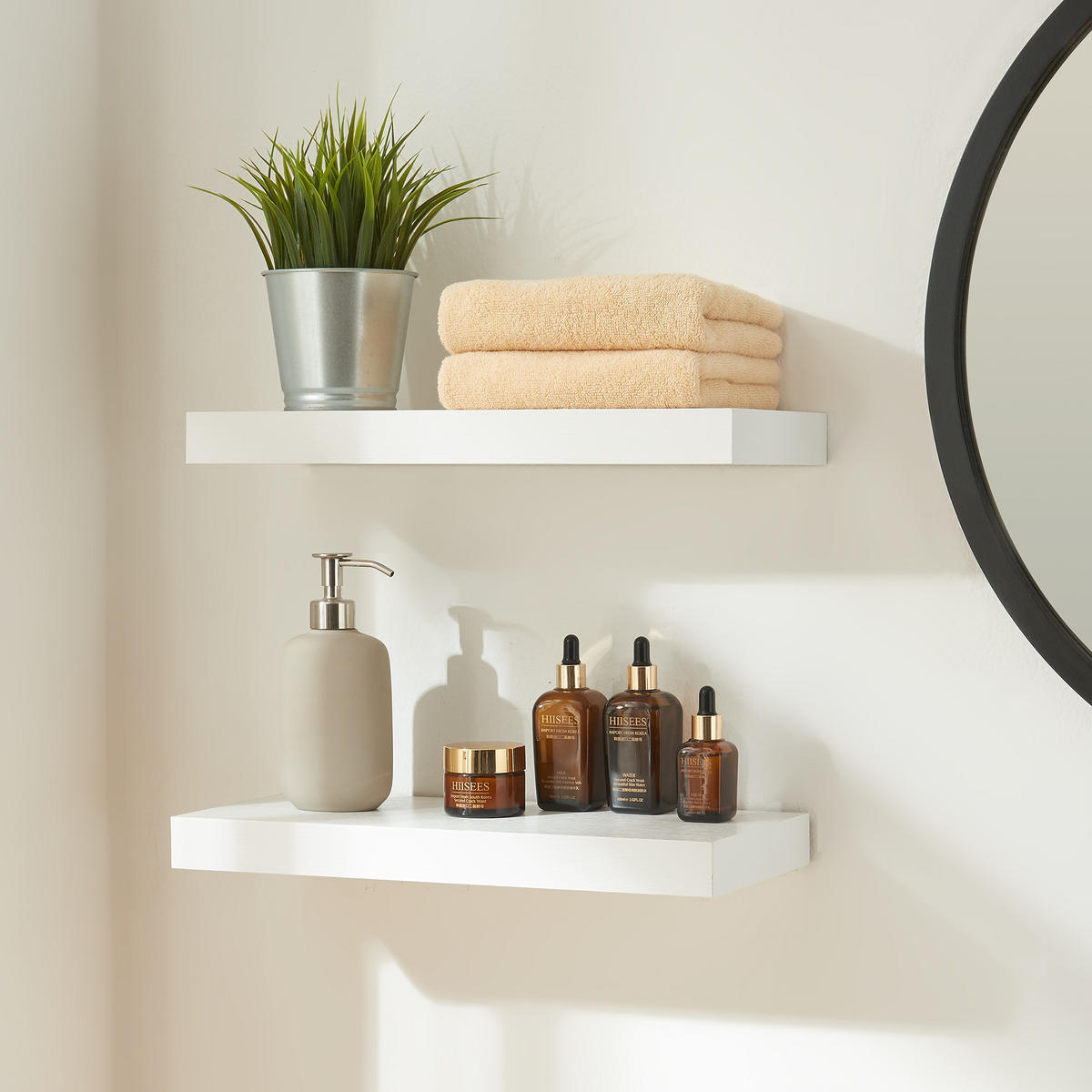 WANDREGAL-SET 2 TLG. Stranda - Weiß, Holzwerkstoff/Metall (40/4/40cm) - [en.casa]