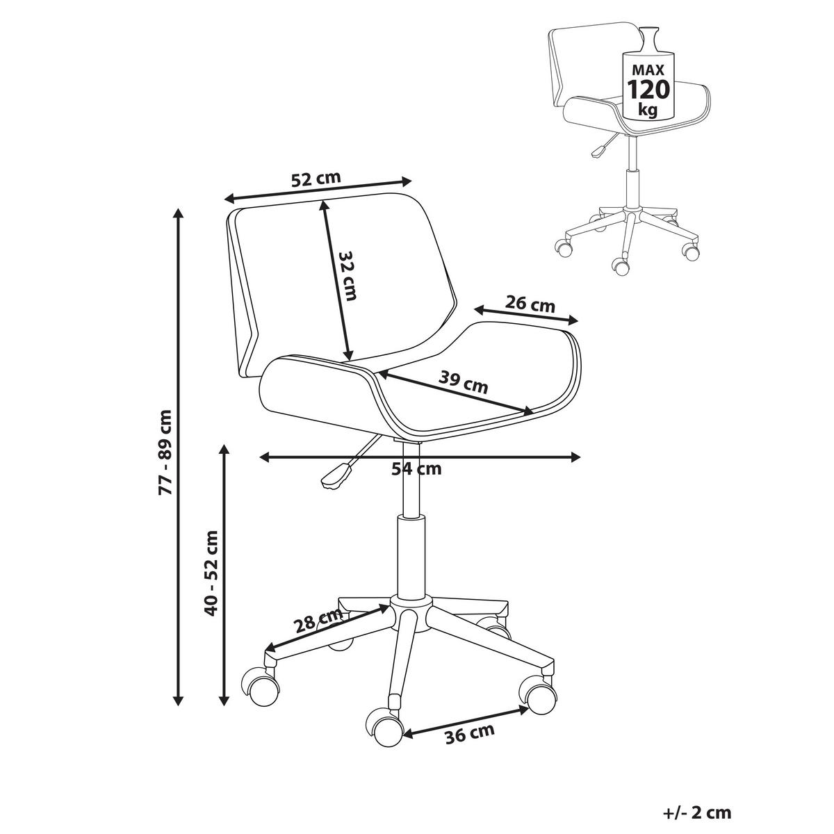 SCHREIBTISCHSTUHL Weiß Totowa - Weiß, Kunststoff (54/77/39cm) - Beliani