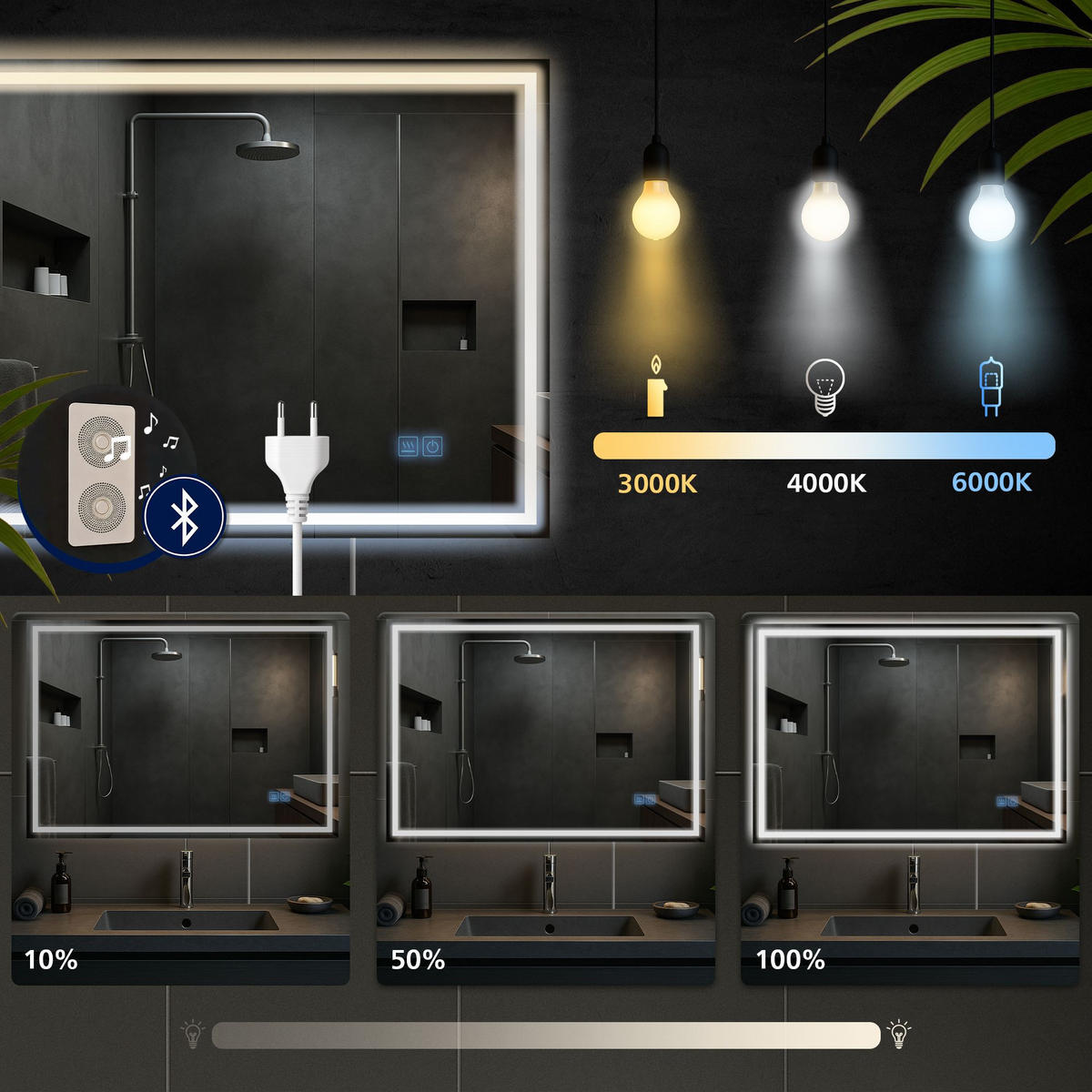 WANDSPIEGEL eckig 80/3.5/60 cm Glas Klarglas - Klar, Glas (80/60/3.5cm) - CLP