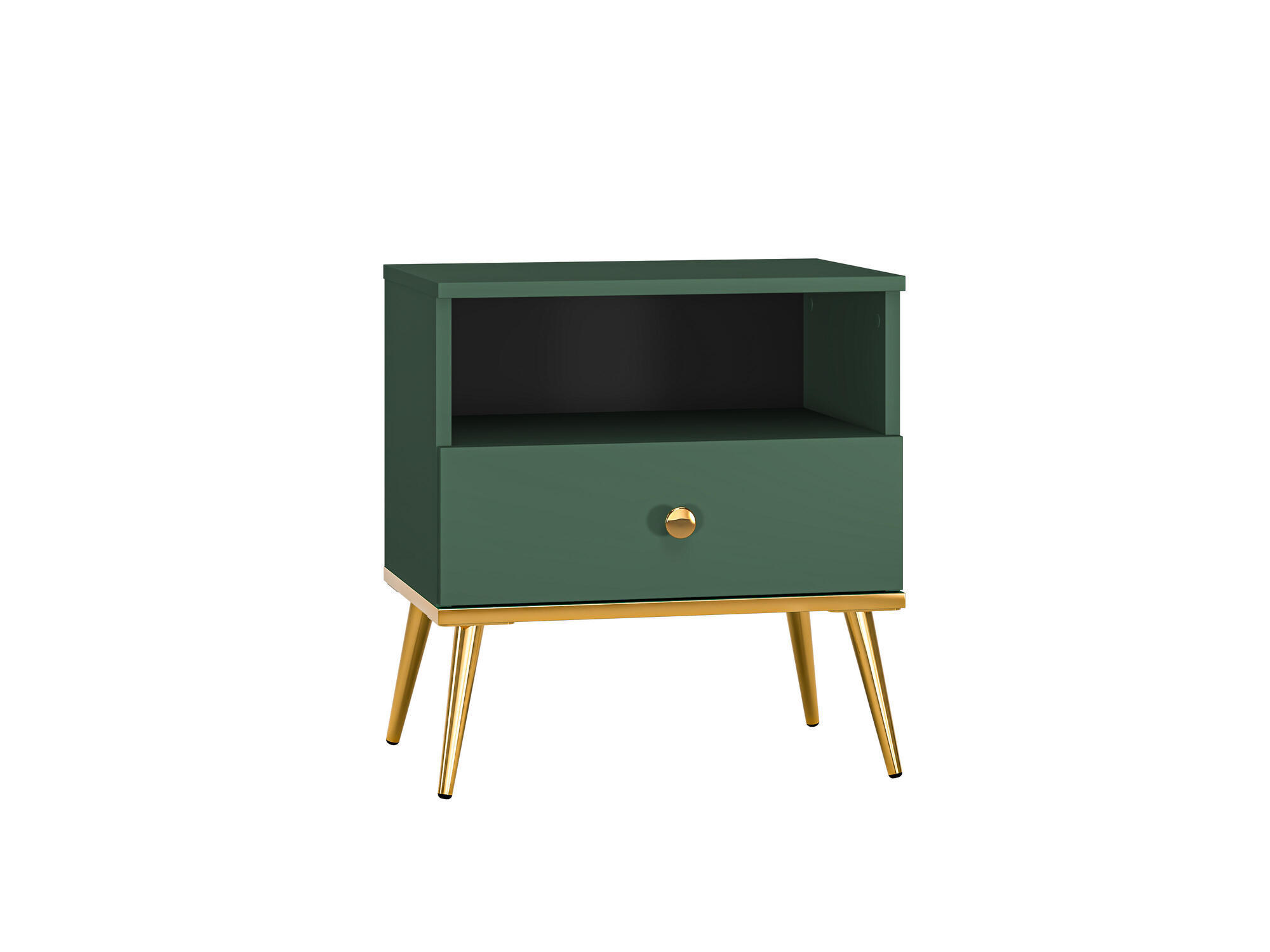NACHTTISCH FORT Grün, Gold 50x34x53 cm - Goldfarben/Grün, Holzwerkstoff (50/53/34cm) - FURNLUX