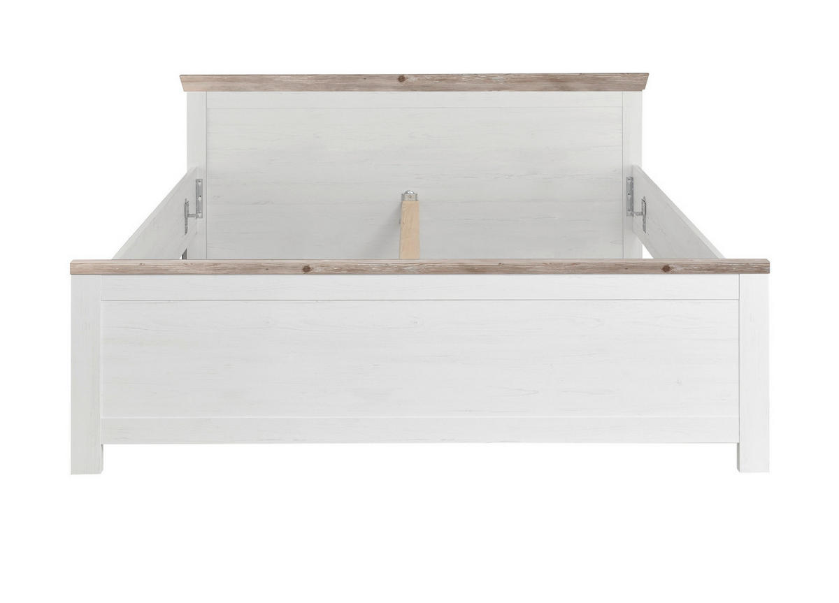 BETT Pinie weiß, Oslo Pinie Landhaus, Doppelbett, Liegefläche 180 x 200 cm - Weiß/Pinienfarben, Holzwerkstoff (180/200cm) - Furn.Design