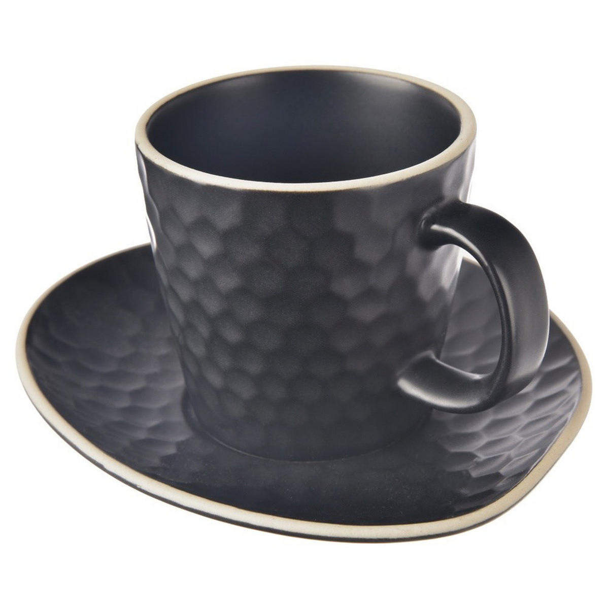 ESPRESSOTASSE MIT UNTERTASSE TEA TIME, Steinzeug, schwarz, 95 ml - Schwarz, Keramik (0.095L) - Orion 