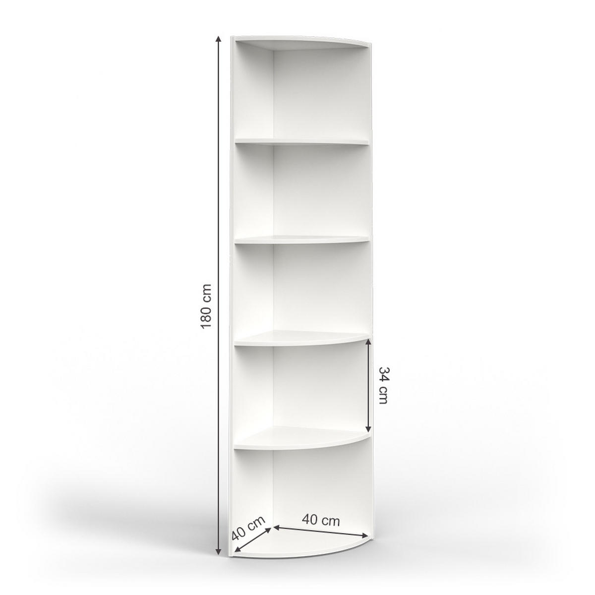 ECKREGAL Ecki Weiß 40 x 180 cm - Weiß, Holzwerkstoff (40/180/40cm) - Vicco