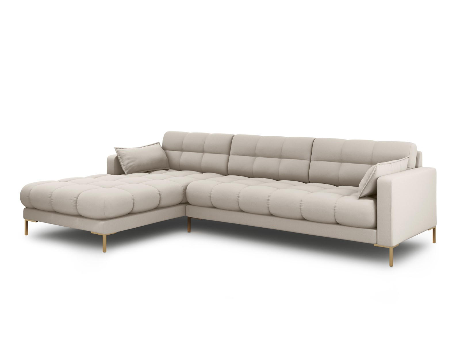 ECKSOFA links Mamaia aus strukturiertem Stoff beige 5 Sitzplätze - Beige, Textil (185/293cm) - Micadoni