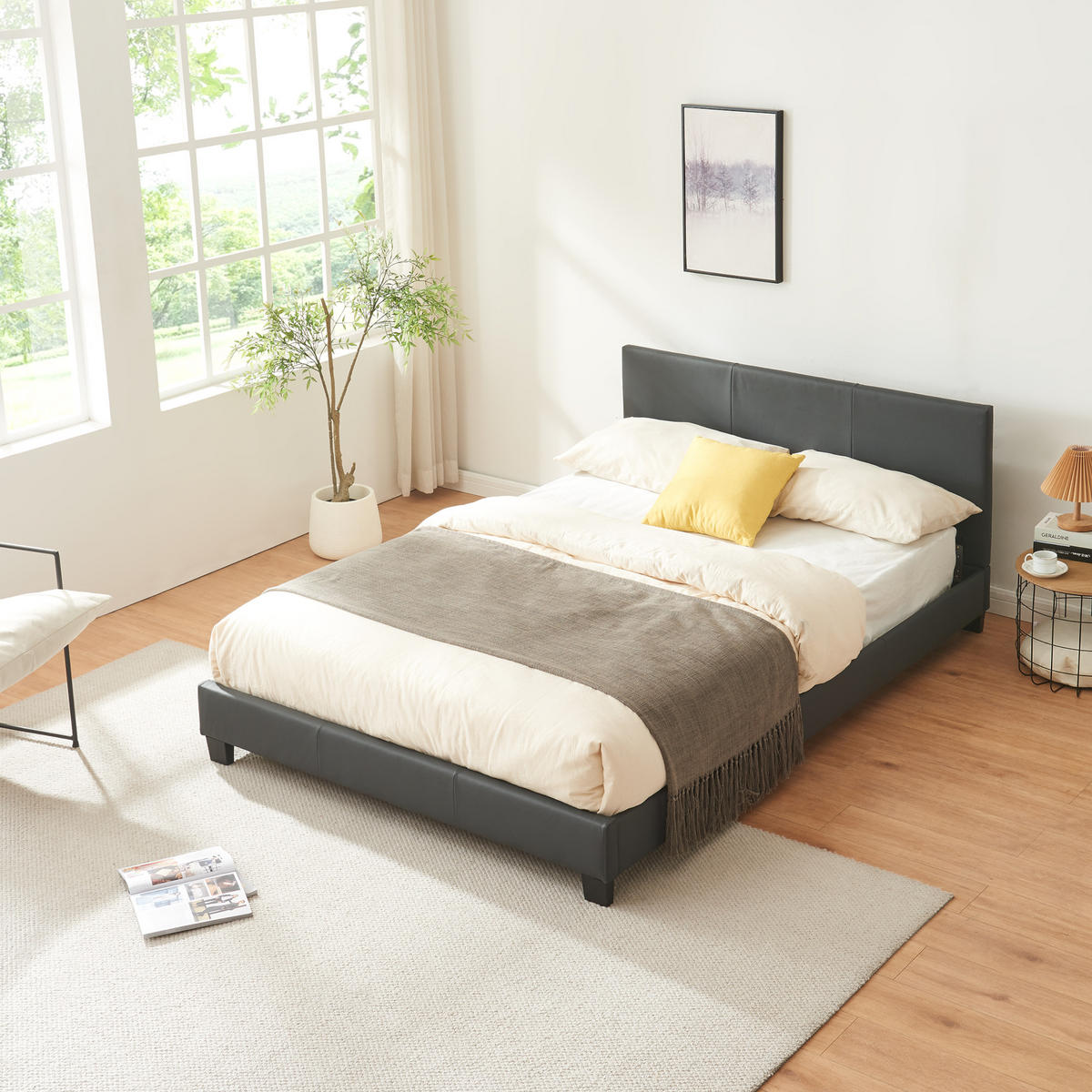 POLSTERBETT Albacete mit Matratze - Dunkelgrau, Textil (140/200cm) - Corium