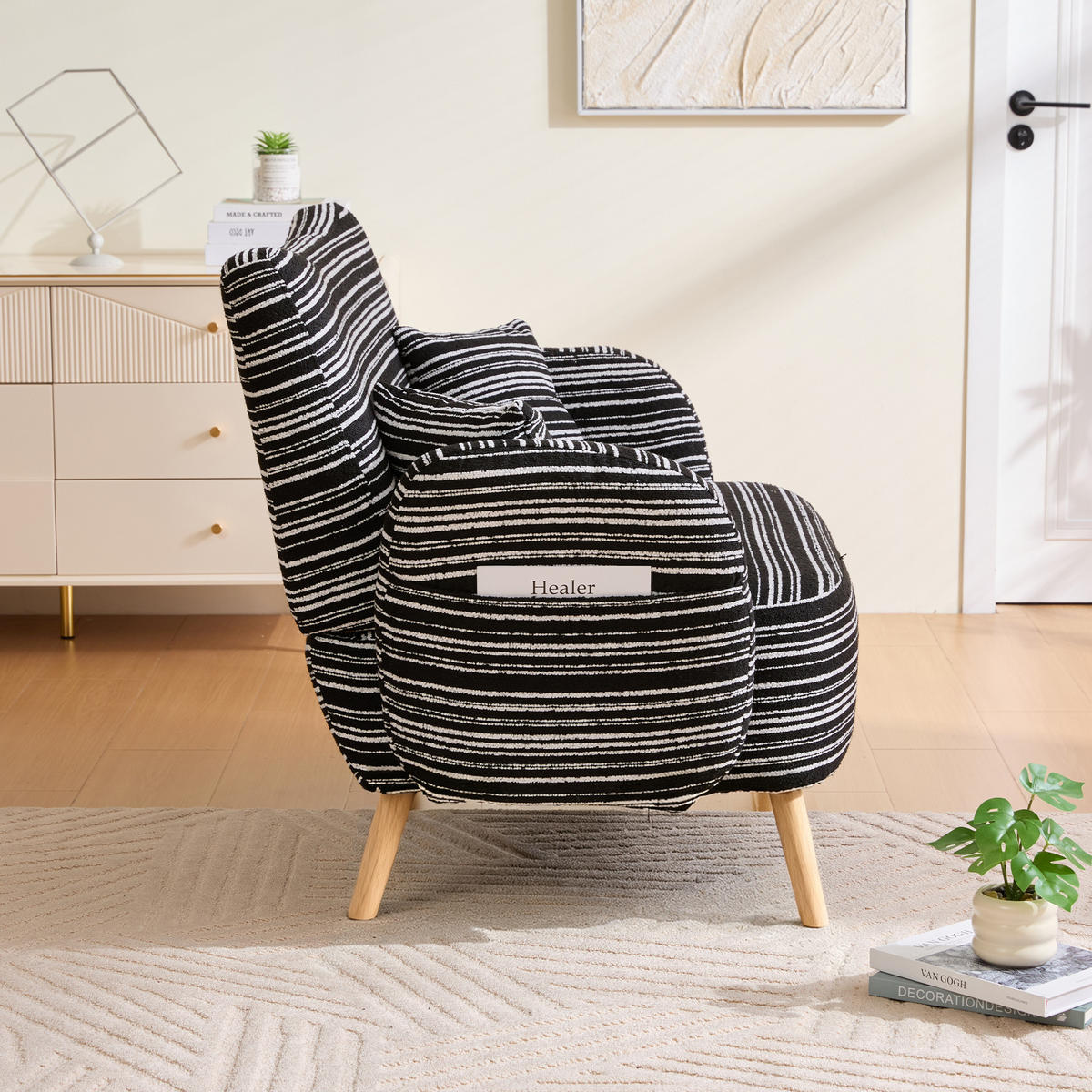 2-SITZER-SOFA aus Bouclé 121x81,5x87 cm mit Seitentaschen, schwarz - Schwarz, Textil (81.5/87/121cm)