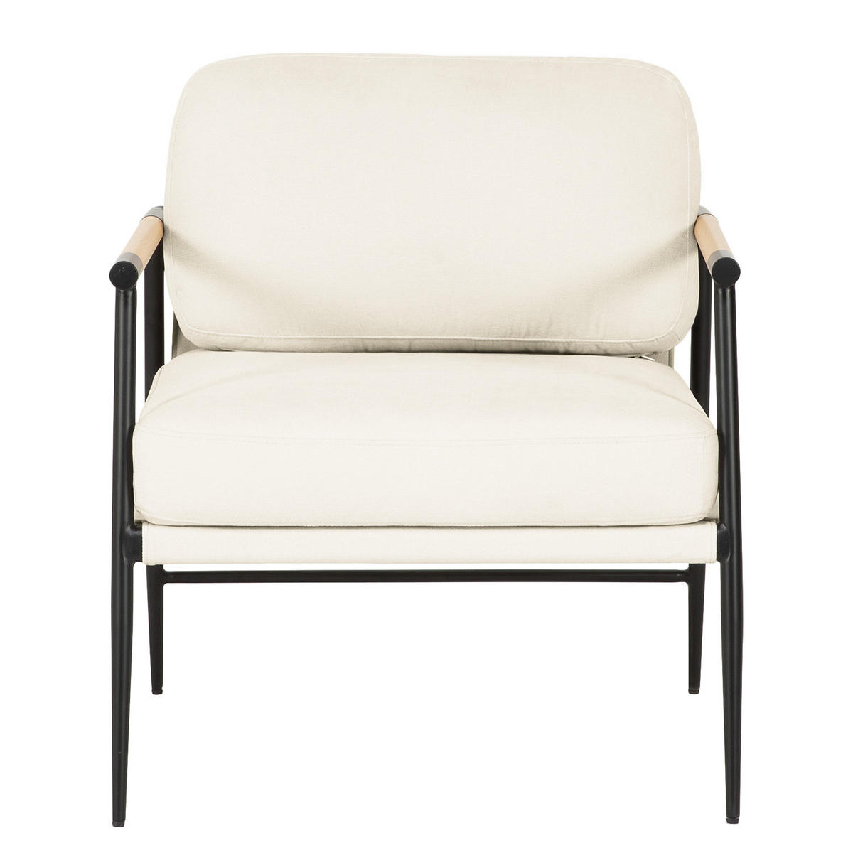 LOUNGESESSEL - Creme / Schwarz - Webstoff / Eisen - Creme/Schwarz, Textil/Metall (70/81/73cm) - home24