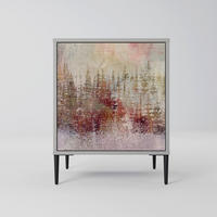 SIDEBOARD VEILED SUMMIT, Grau, 57,5x42x72,5 cm, Schwarze Metallfüße - Multicolor/Schwarz, Holzwerkstoff/Metall (57.5/72.5/42cm) - SpaceRebels