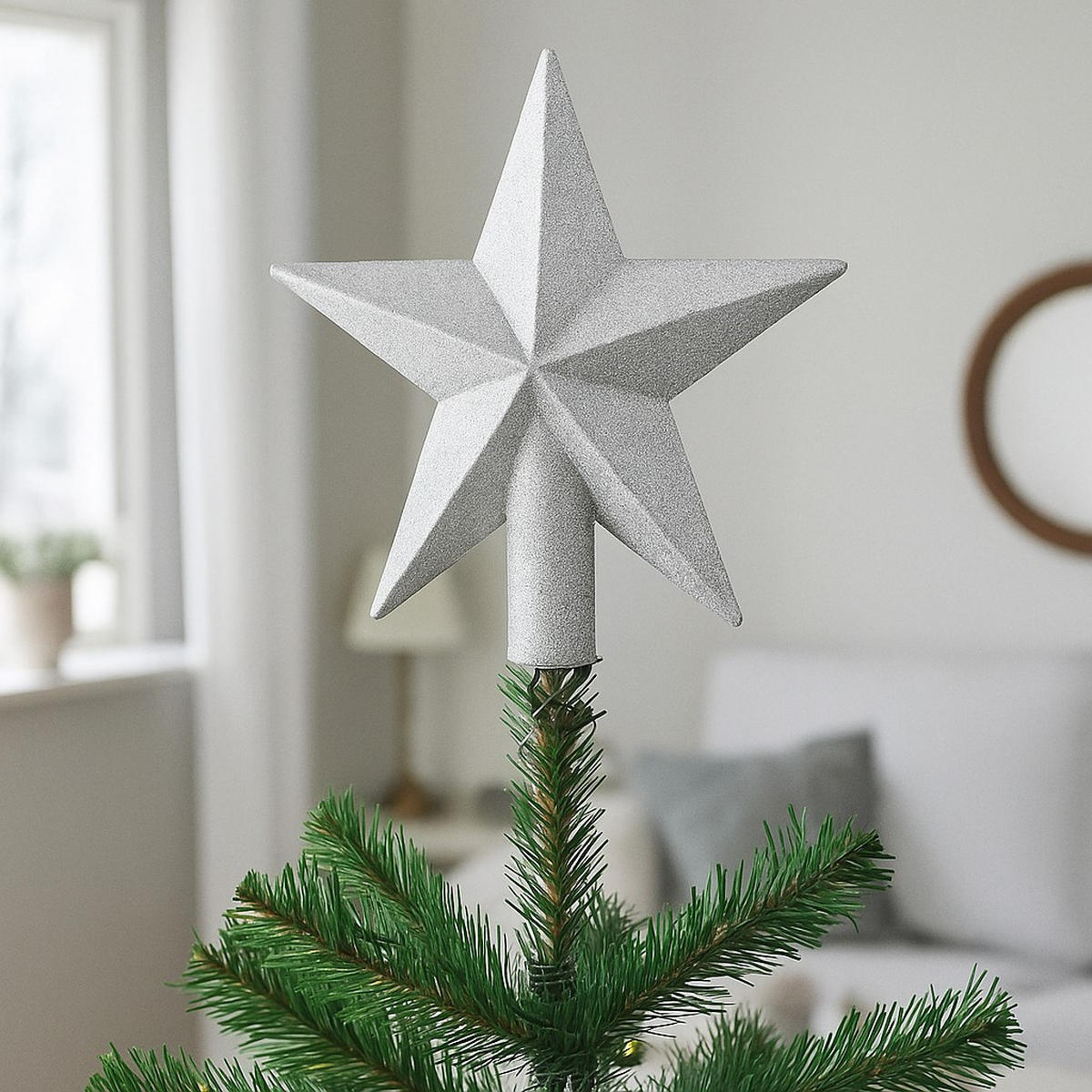 WEIHNACHTSBAUMSPITZE Stern 22 cm - Silberfarben, Kunststoff (22cm) - Atmosphera Createur d´interieur