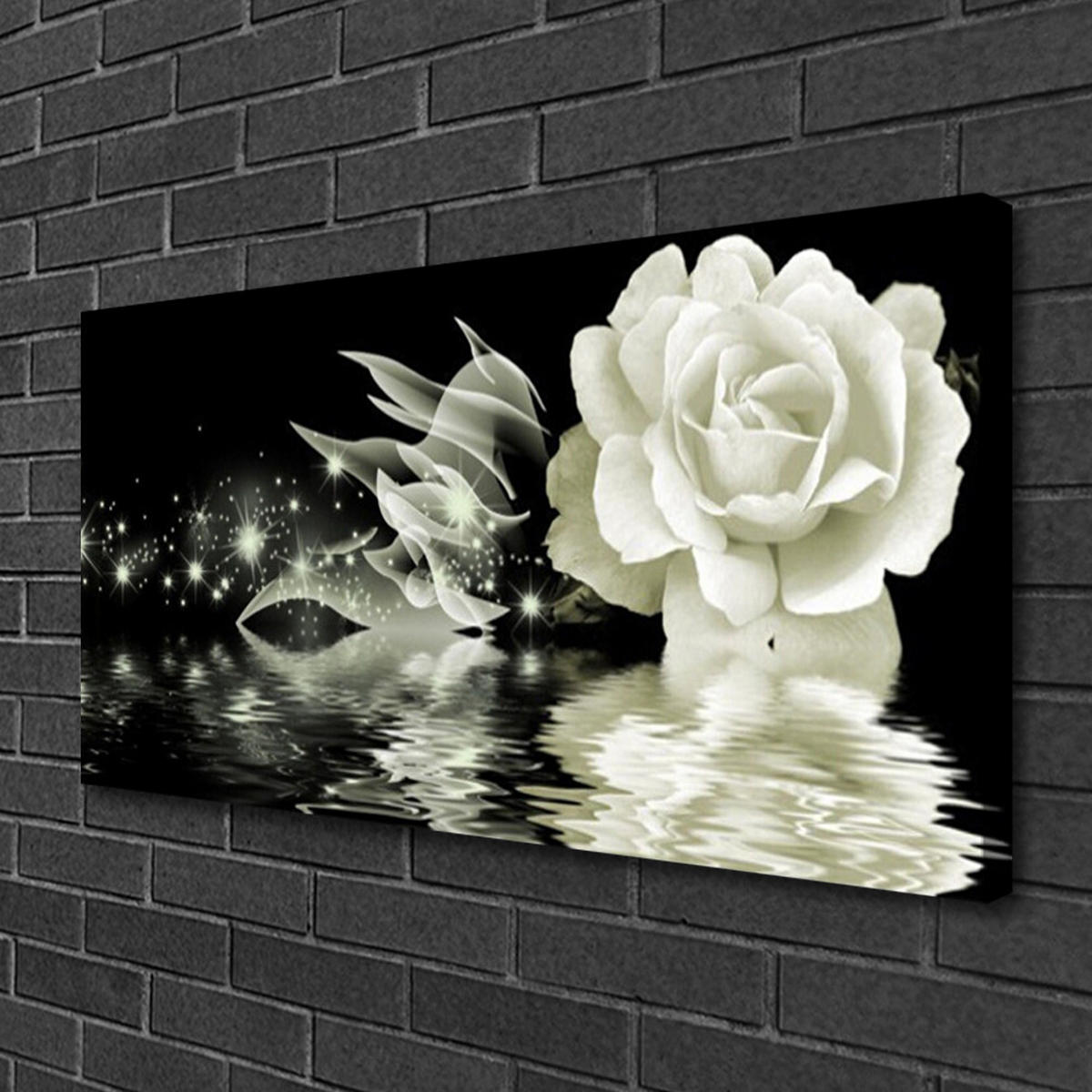 LEINWANDBILD 100x50 cm Magische Rosenblume - Schwarz, Textil (100/4cm) - TULUP