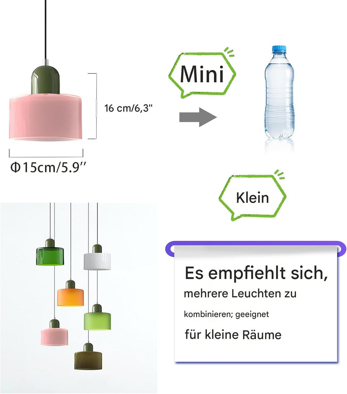 PENDELLEUCHTE Glas Nordisch Modern 15cm Mattgrün, E27 bis 150cm höhenverstellbar - Hellgrün, Metall (15/16/15cm) - Authentics