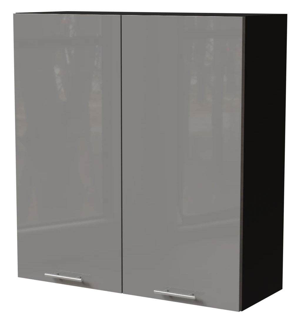 HÄNGESCHRANK Essen W4/90 Grau Hochglanz / Schwarz Matt 90 / 32,5 / 96cm - Schwarz/Grau, Holz/Holzwerkstoff (90/96/32.5cm) - Feldmann-Wohnen