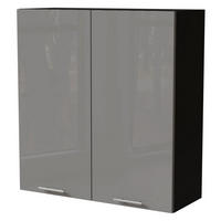 HÄNGESCHRANK Essen W4/90 Grau Hochglanz / Schwarz Matt 90 / 32,5 / 96cm - Schwarz/Grau, Holz/Holzwerkstoff (90/96/32.5cm) - Feldmann-Wohnen