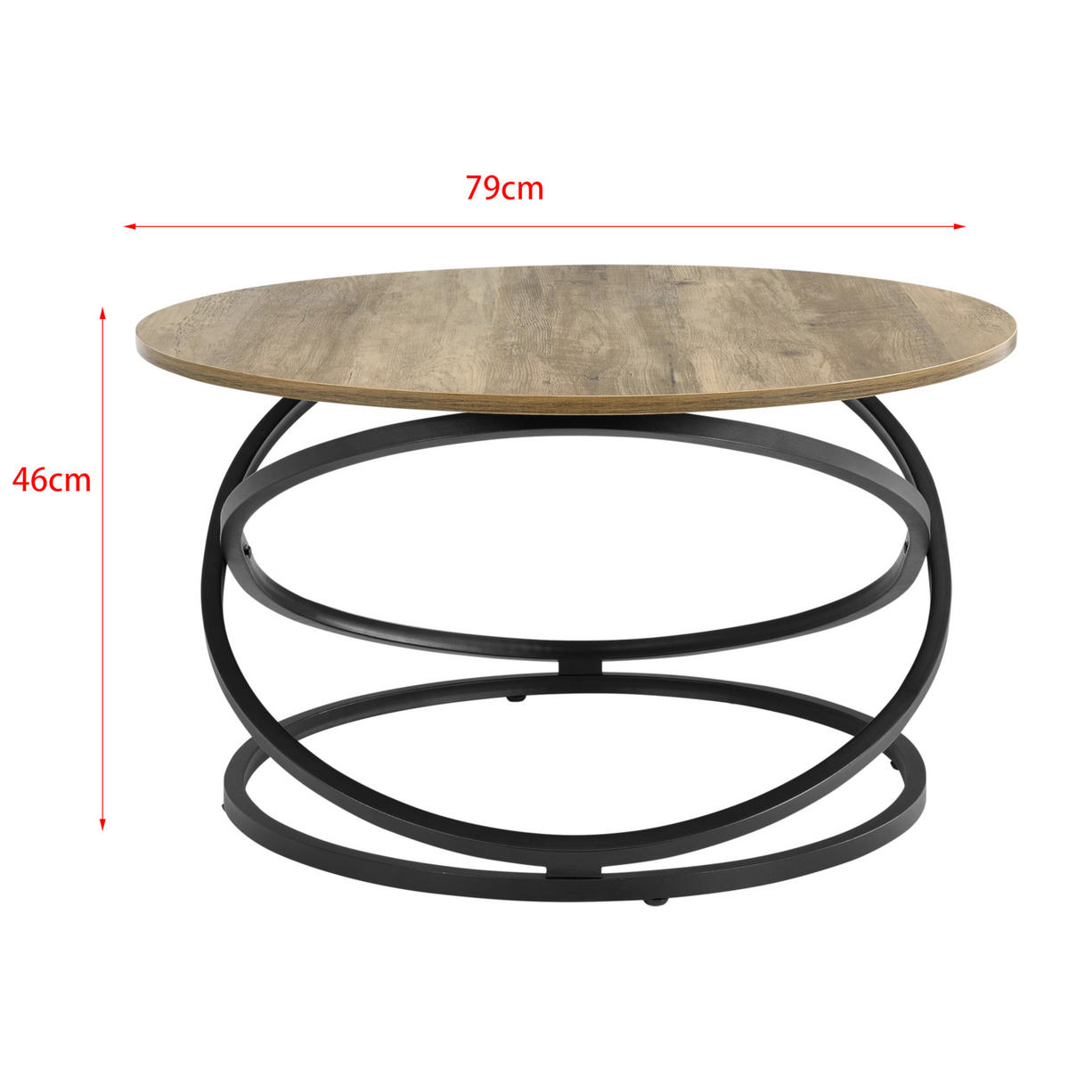 KONFERENČNÍ STOLEK Dunedin 79/79/46 cm - hnědá, kov (79/79/46cm) - [en.casa]