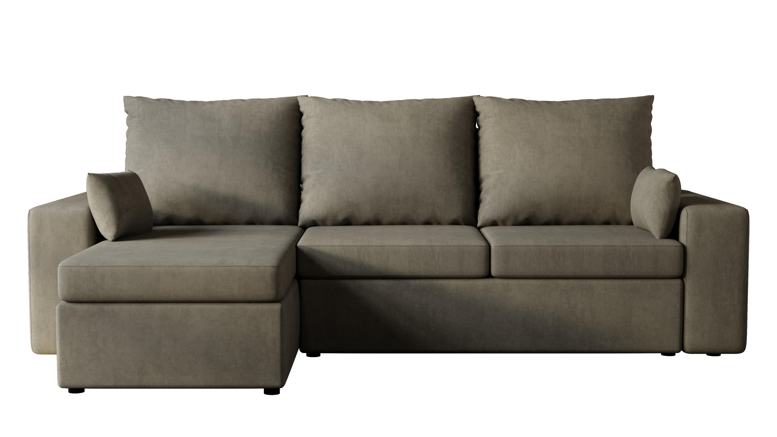 ECKSOFA Paco mit Bettkasten und Schlaffunktion, L-Form/XL-Form, Velourstoff, Universal - Hellgrau, Holzwerkstoff (246/145cm) - 4ALL HOME