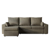 ECKSOFA Paco mit Bettkasten und Schlaffunktion, L-Form/XL-Form, Velourstoff, Universal - Hellgrau, Holzwerkstoff (246/145cm) - 4ALL HOME