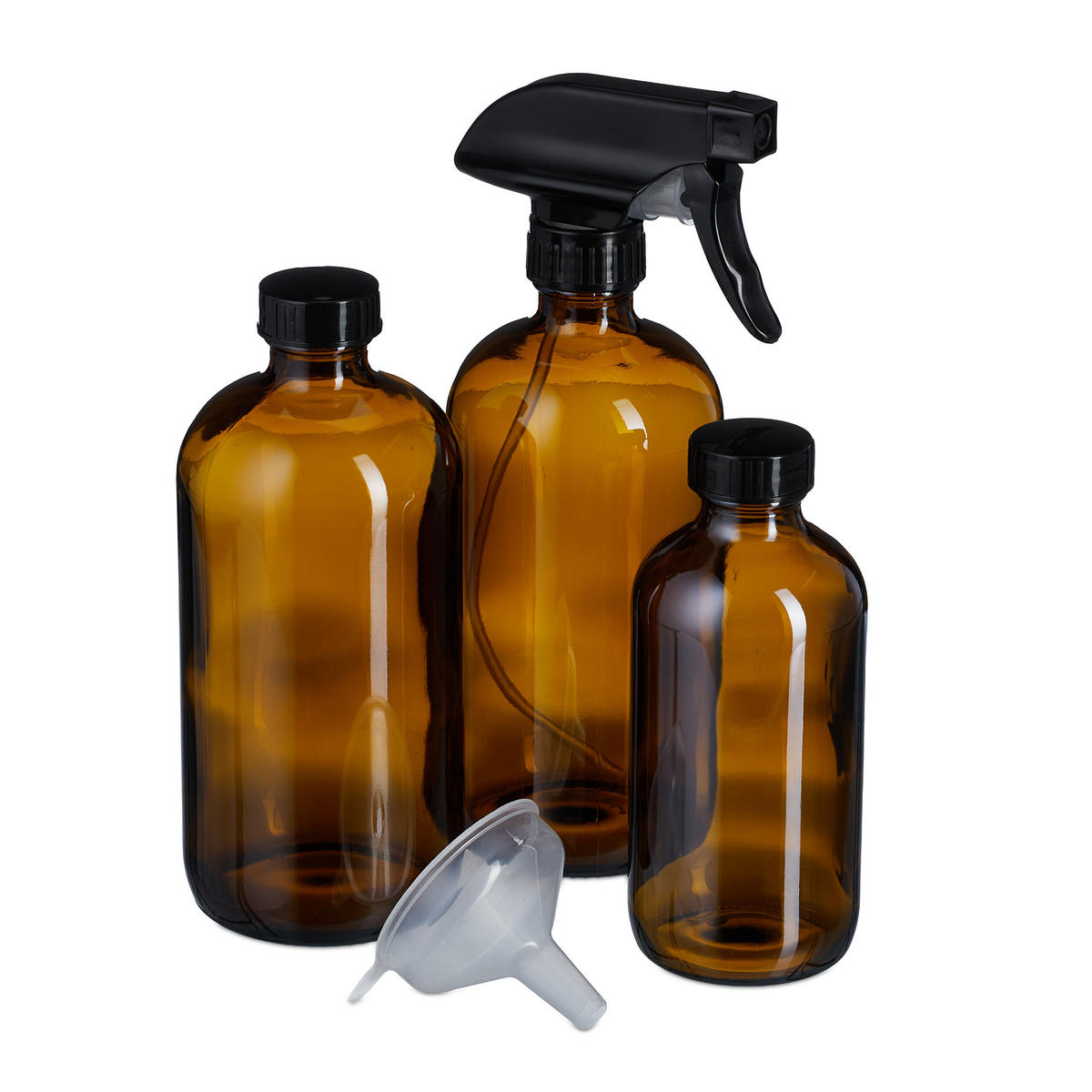 4XSPRÜHFLASCHE - Braun, Glas/Kunststoff (9.5/18/6cm) - Relaxdays