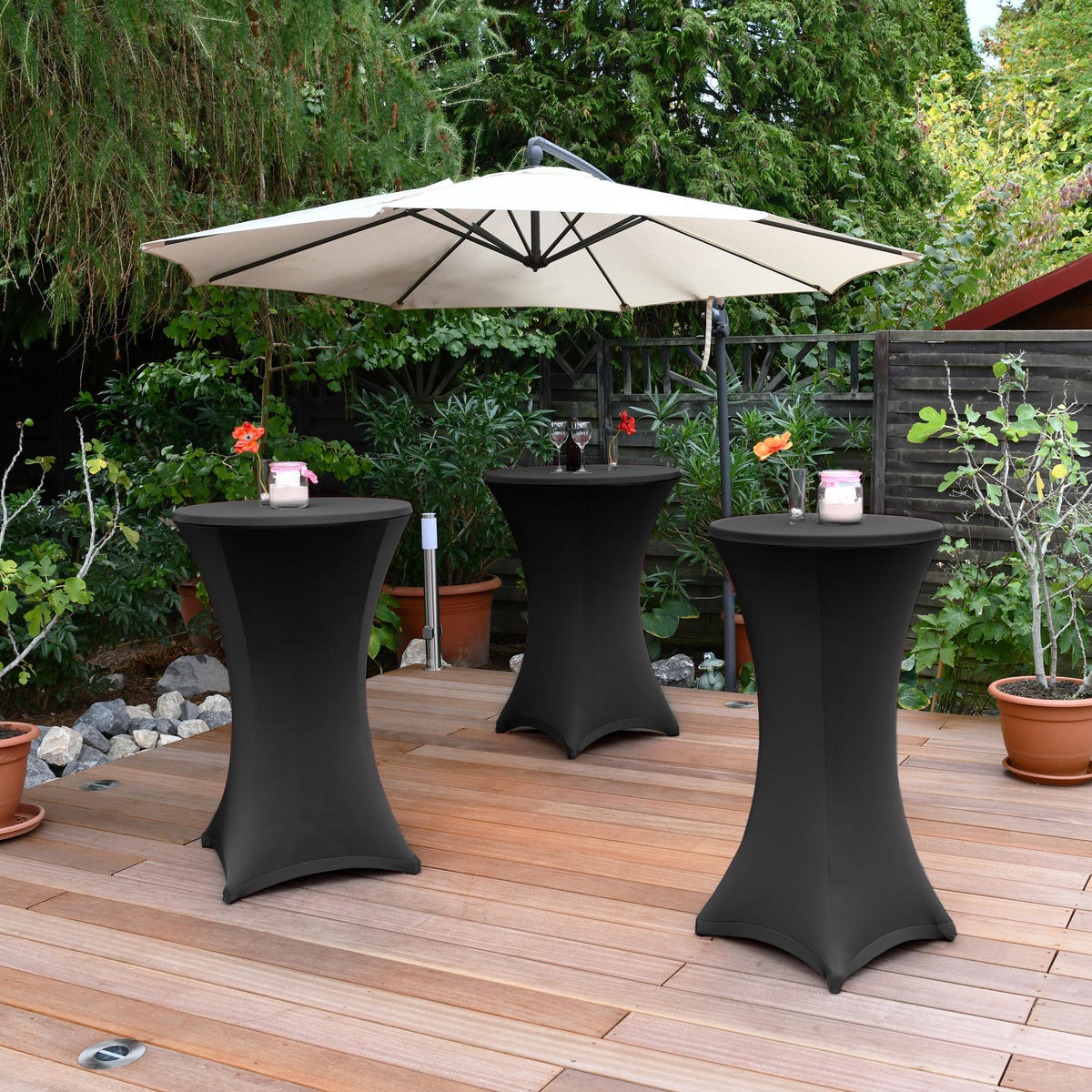 STEHTISCHHUSSE Stella Ø 80 cm Schwarz (2tlg) - Schwarz, Textil (80/120cm)