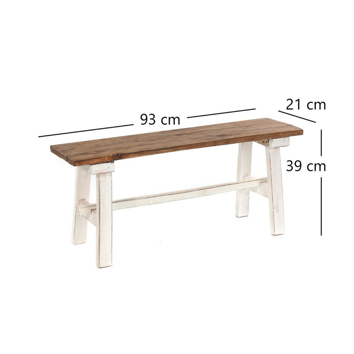 SITZBANK ANZIO 90 Mahagoni Massivholz, zusammenklappbar 06 weiß-landhaus - Weiß, Holz (90/39/26cm) - DESIGN DELIGHTS