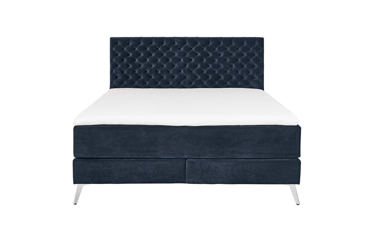 BOXSPRINGBETT SINDAR Blau Webstoff - Blau/Silberfarben, Textil (160/200cm) - KAWOLA