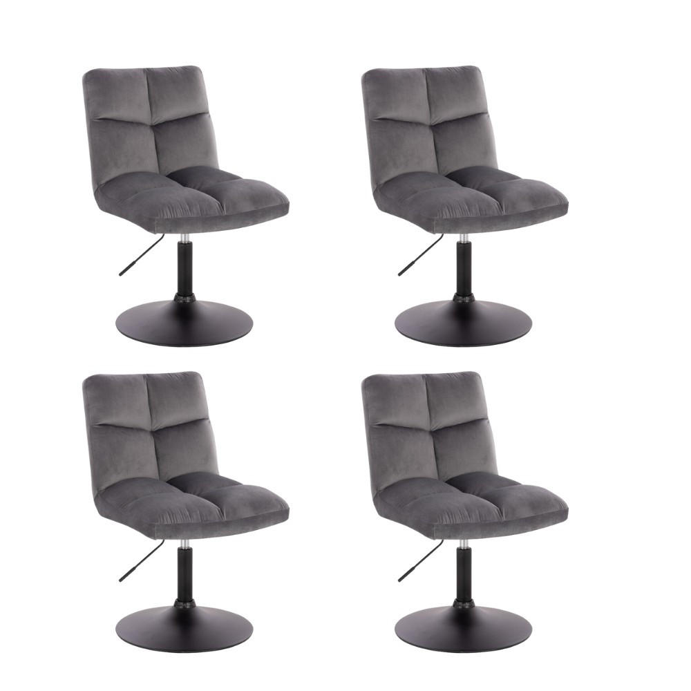 BARHOCKER ACE - Samt Hellgrau, 4 - Hellgrau, Textil/Metall (47/81/63cm) - Home Deluxe