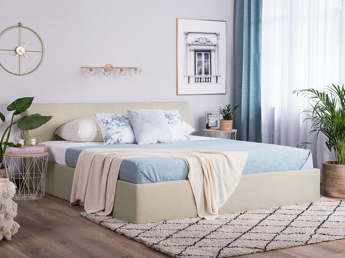 POLSTERBETT 180/200cm Beige Orbey - Beige, Textil (180/200cm) - Beliani