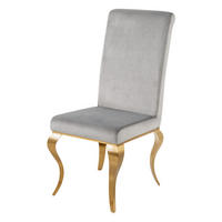 STUHL MODERN BAROCK Samt Grau 105 cm - Goldfarben/Grau, Textil/Metall (45/104/64cm) - riess-ambiente