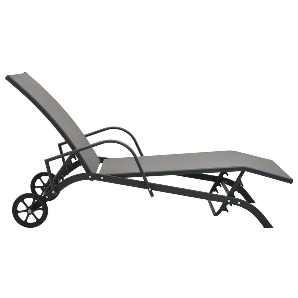 SONNENLIEGE Stahl und Textilene - Grau, Metall (58/32/200cm) - furnicato