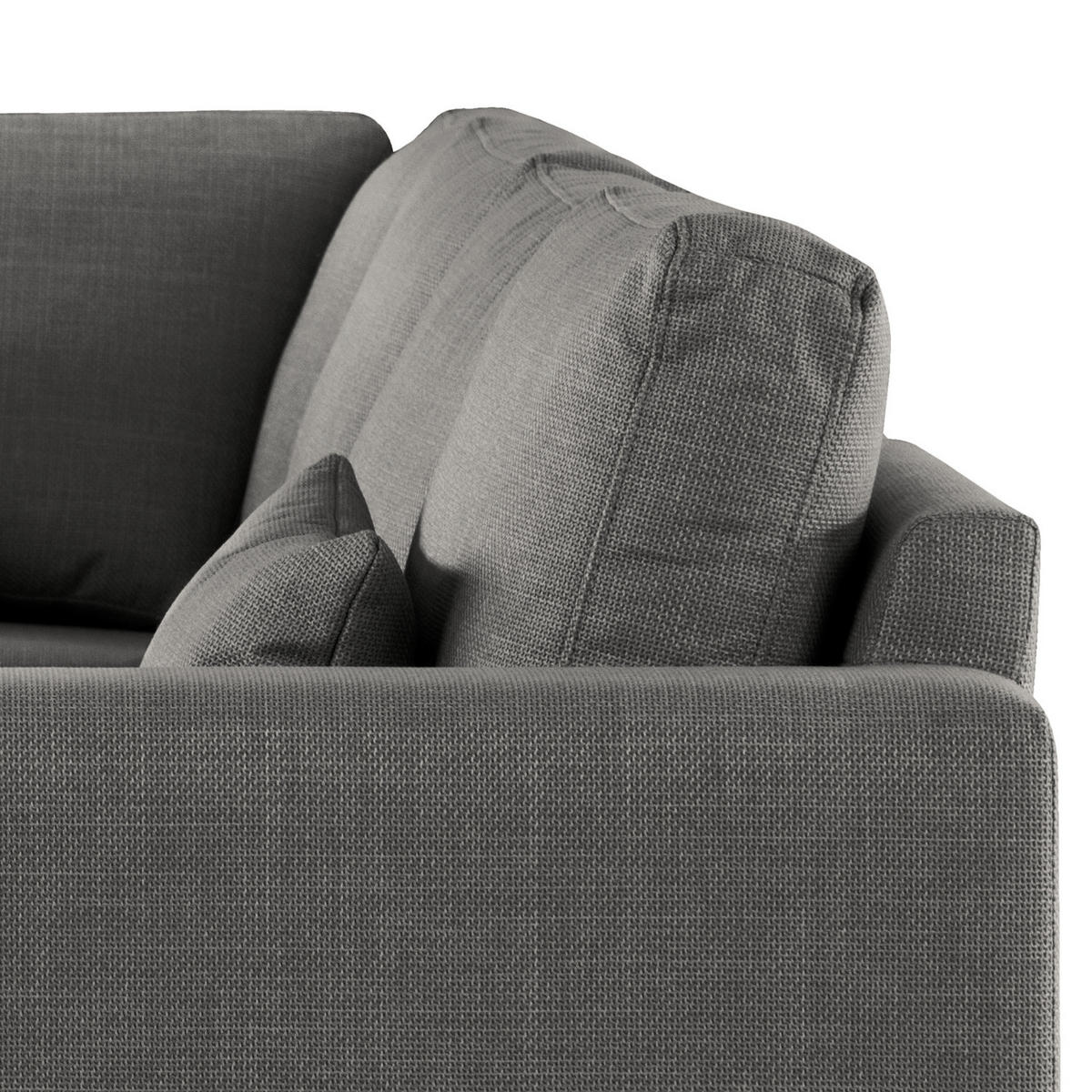 ECKSOFA mit Ottomane - Eichefarben/Dunkelgrau, Eichenholz/Textil (287/219cm) - home24