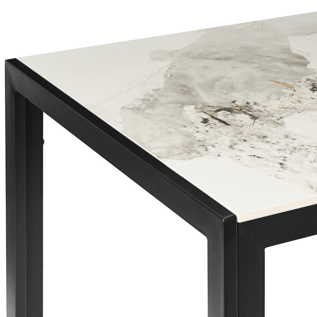 ESSTISCH Weißer Marmor 120/70 cm Clarence - Schwarz/Weiß, Keramik (120/70/75cm) - Beliani